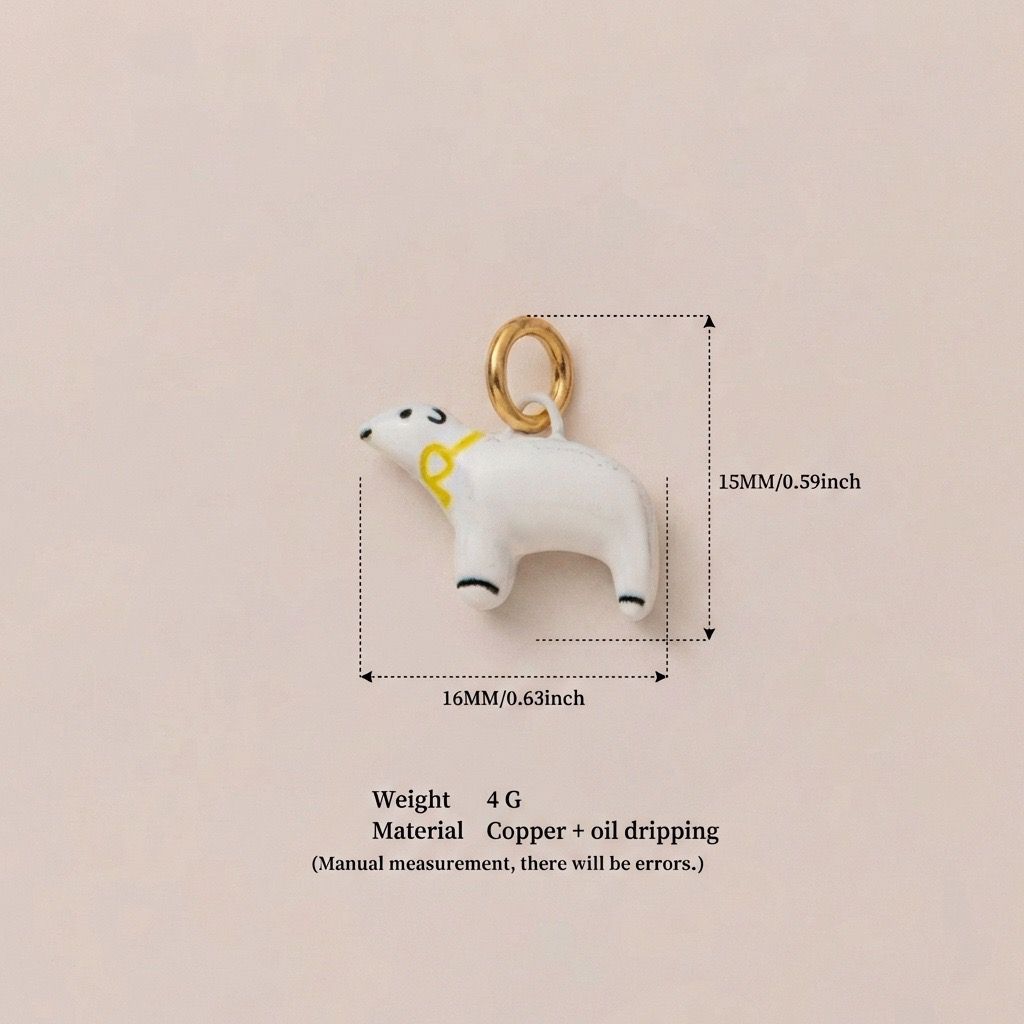 Little Weirdos | The Polar Bear Enamel DIY Charm Pendant | Copper Oil Drip