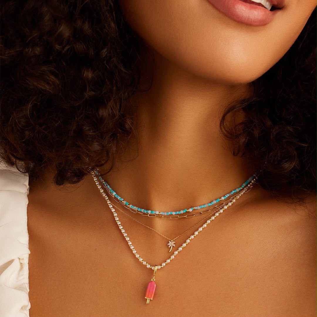 Gold DIY Charm Necklace | Paperclip Chain with Interchangeable Charms | Build Your Own Stack