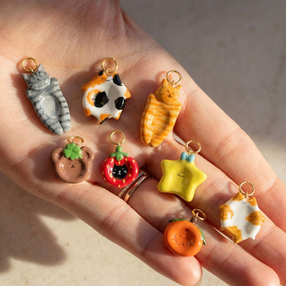 Cute 3D Cat Enamel Charm Pendant | Grey Tabby Calico Orange Cat | DIY Jewelry & Bag Charm Making