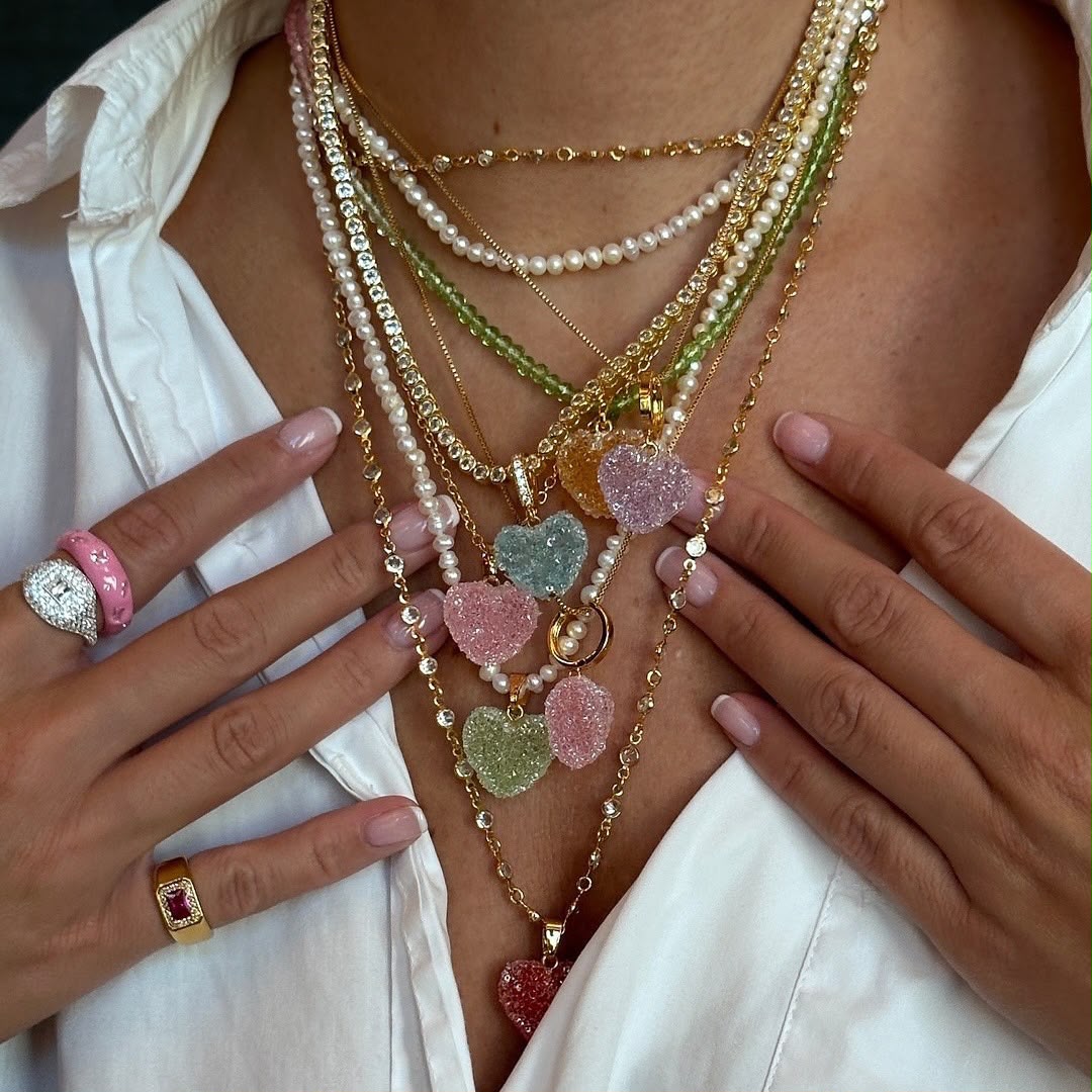 Candy Heart Natural Stone Pendant Necklace | DIY Layering Charm