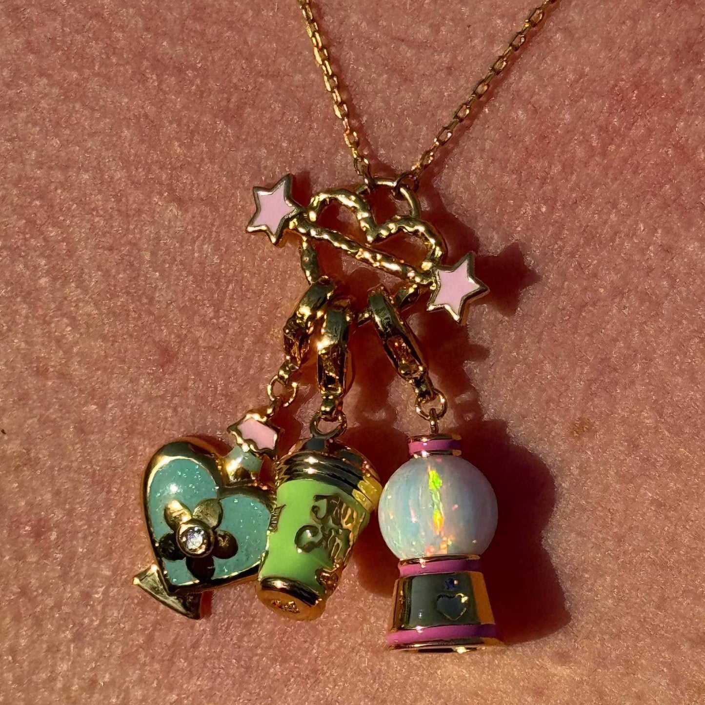 3D Strawberry Crystal Charm Pendant | Gold | DIY Bag Charm & Jewelry Making Supplies