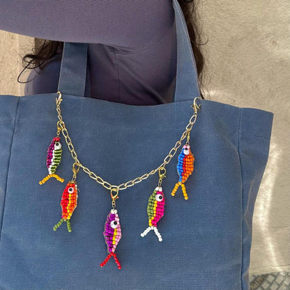 Handmade Beaded Fish Charm | DIY Colorful Seed Bead Fish Keychain | Bag Charm Pendant