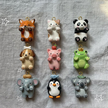 Cute 3D Animal Enamel Charm Pendant | Fox Panda Penguin Koala | DIY Jewelry & Bag Charm Making