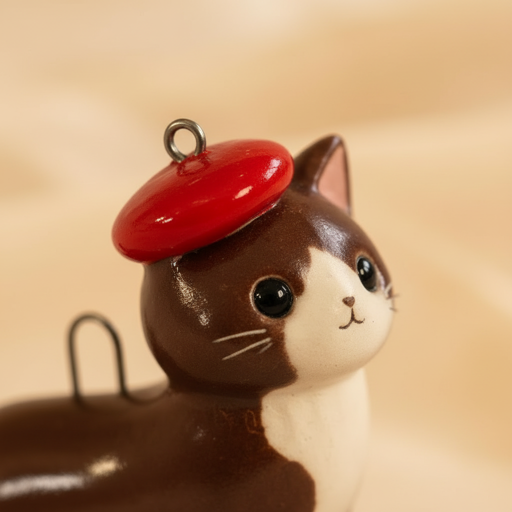 巧克力猫红贝雷帽 3