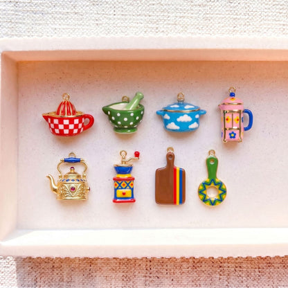 Rainbow Stripe Cutting Board Charm Pendant | Kitchen Theme DIY Jewelry | Cooking Lover Gift