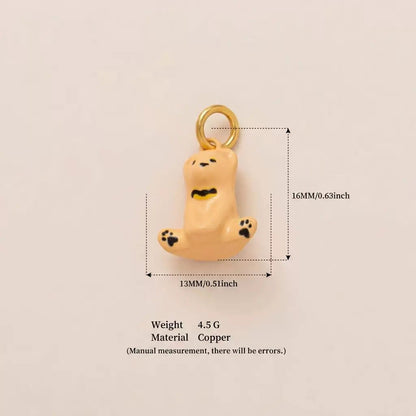 Woodland Tales | Cream Sitting Bear Charm | Enamel & Copper | 18K Gold-Plated | DIY Jewelry