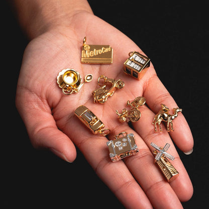 3D Gold Travel Charm | 9 City Memory Designs | DIY Mix & Match Necklace