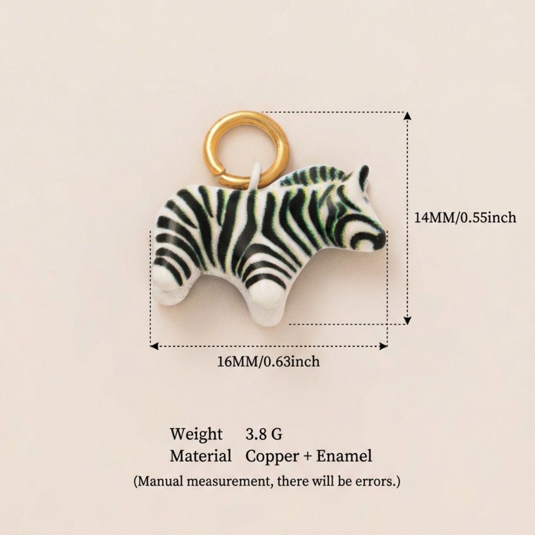 Little Weirdos | The Zebra Enamel DIY Charm Pendant | 3D Copper Gold Plated