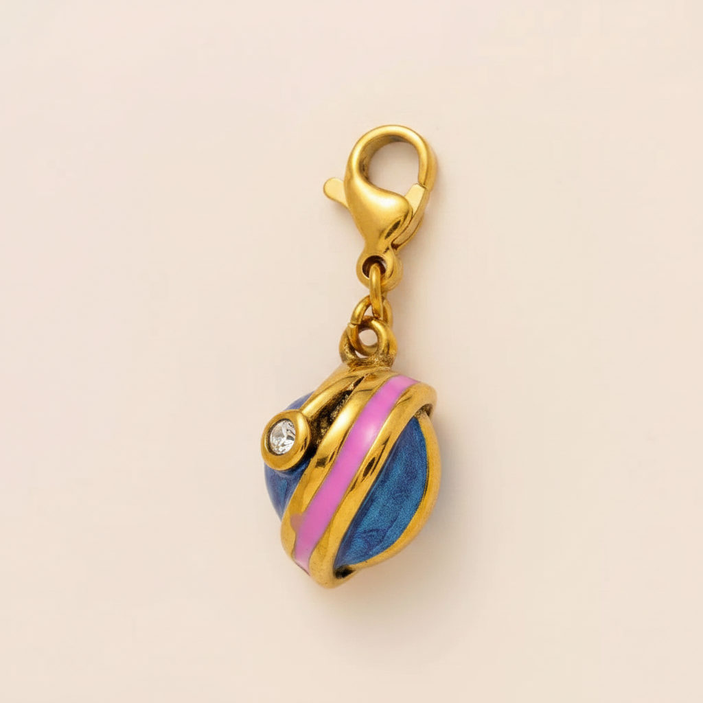 3D Heart Stripe Charm - 3/4 View
