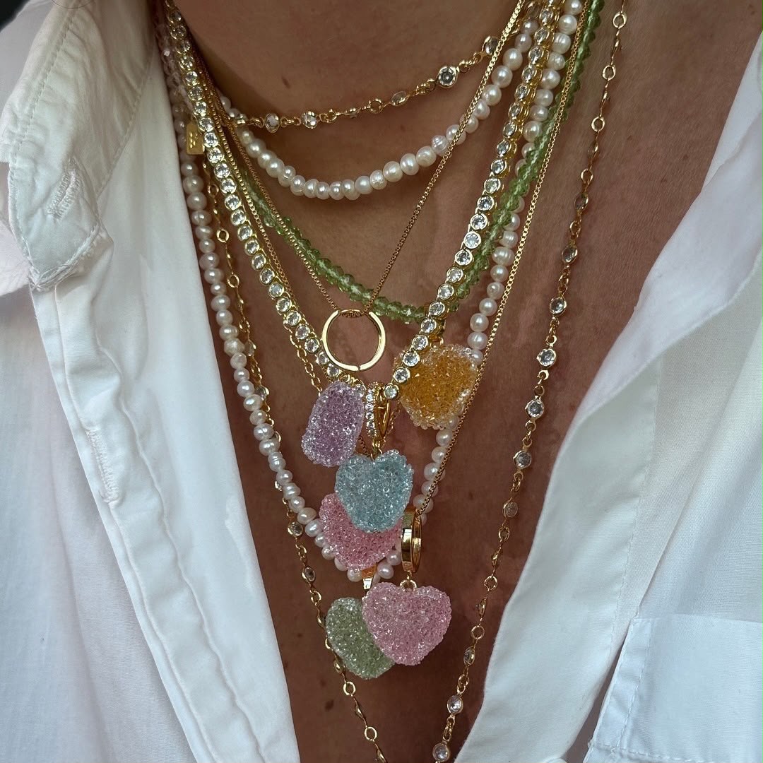 Candy Heart Natural Stone Pendant Necklace | DIY Layering Charm