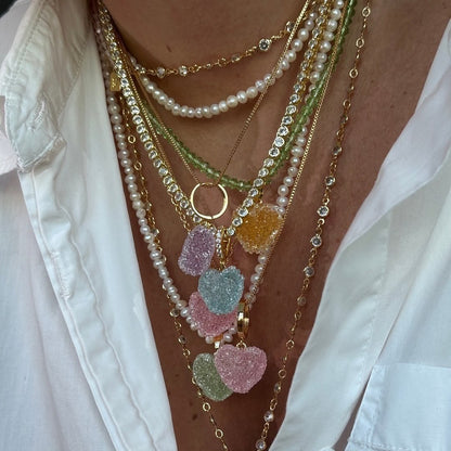 Candy Heart Natural Stone Pendant Necklace | DIY Layering Charm