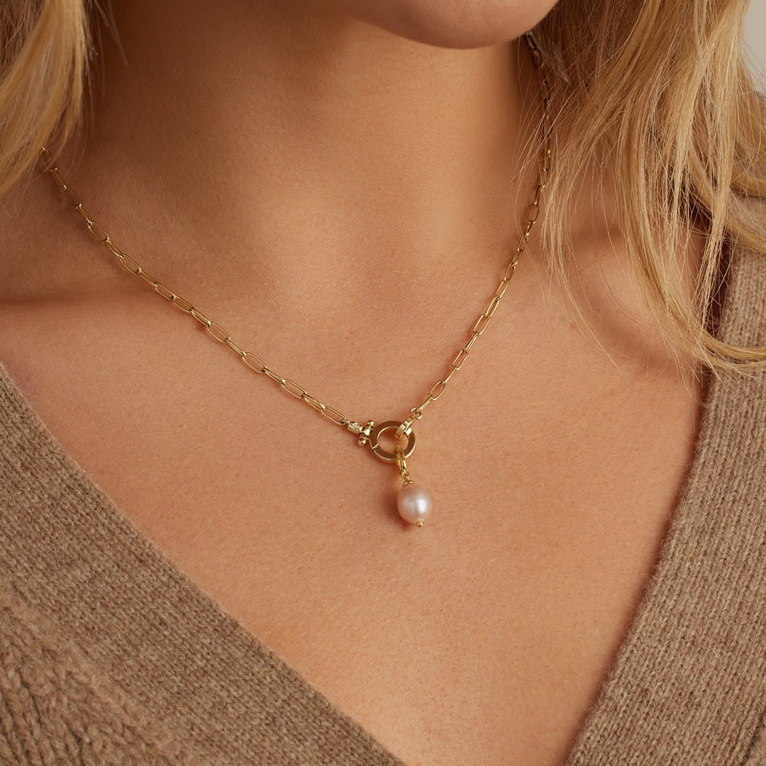 Gold DIY Charm Necklace | Paperclip Chain with Interchangeable Charms | Build Your Own Stack