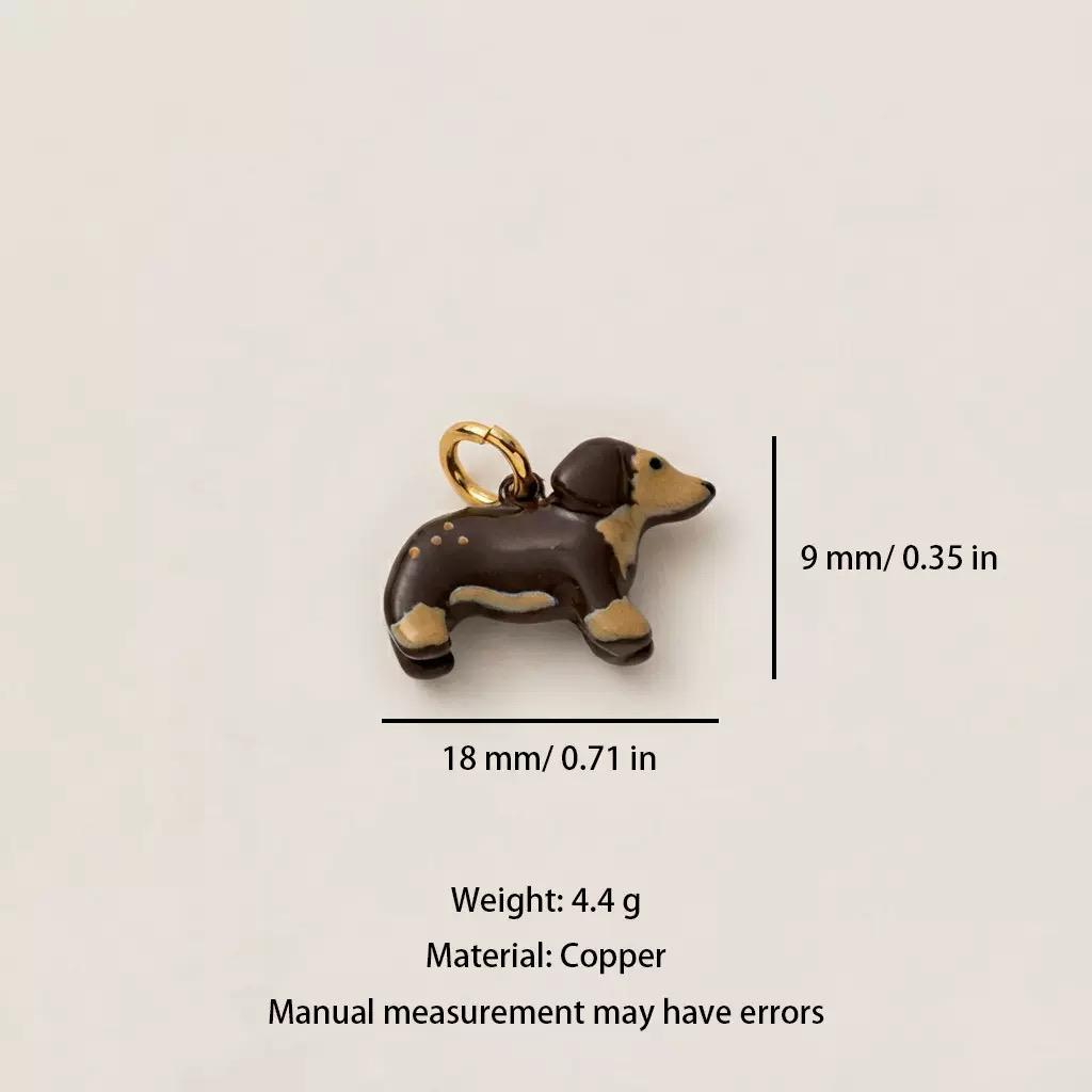 Woodland Tales | Dachshund Charm | Enamel & Copper | 18K Gold-Plated | DIY Jewelry