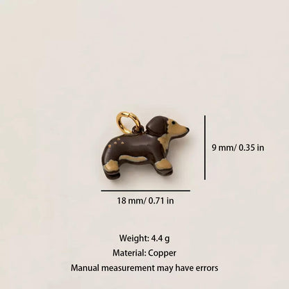 Woodland Tales | Dachshund Charm | Enamel & Copper | 18K Gold-Plated | DIY Jewelry