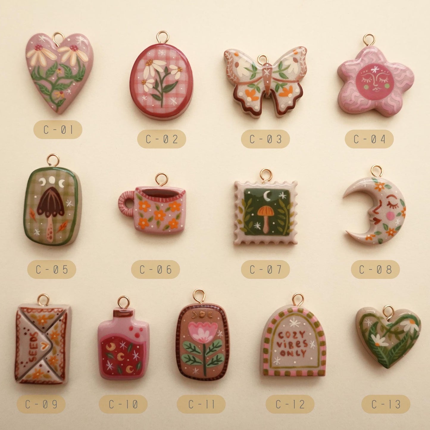 Hand-Painted Enamel Charm – DIY Jewelry Pendant (13 Styles)