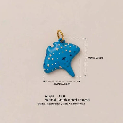 Blue Manta Ray Enamel Charm Pendant | DIY Necklace Bracelet | Ocean Stingray Jewelry Charm