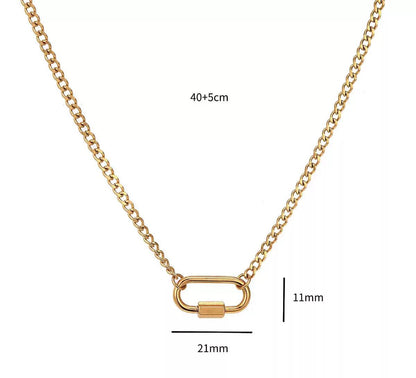 The Thread · Curb | 18K Gold-Plated Curb Chain Oval Carabiner Clasp Necklace | Interchangeable Charm Necklace | DIY Jewelry