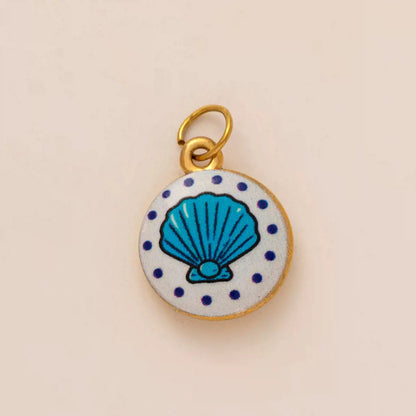 Blue & White Enamel Charm | Hand-Painted Ceramic Style DIY Jewelry | Original Art Design