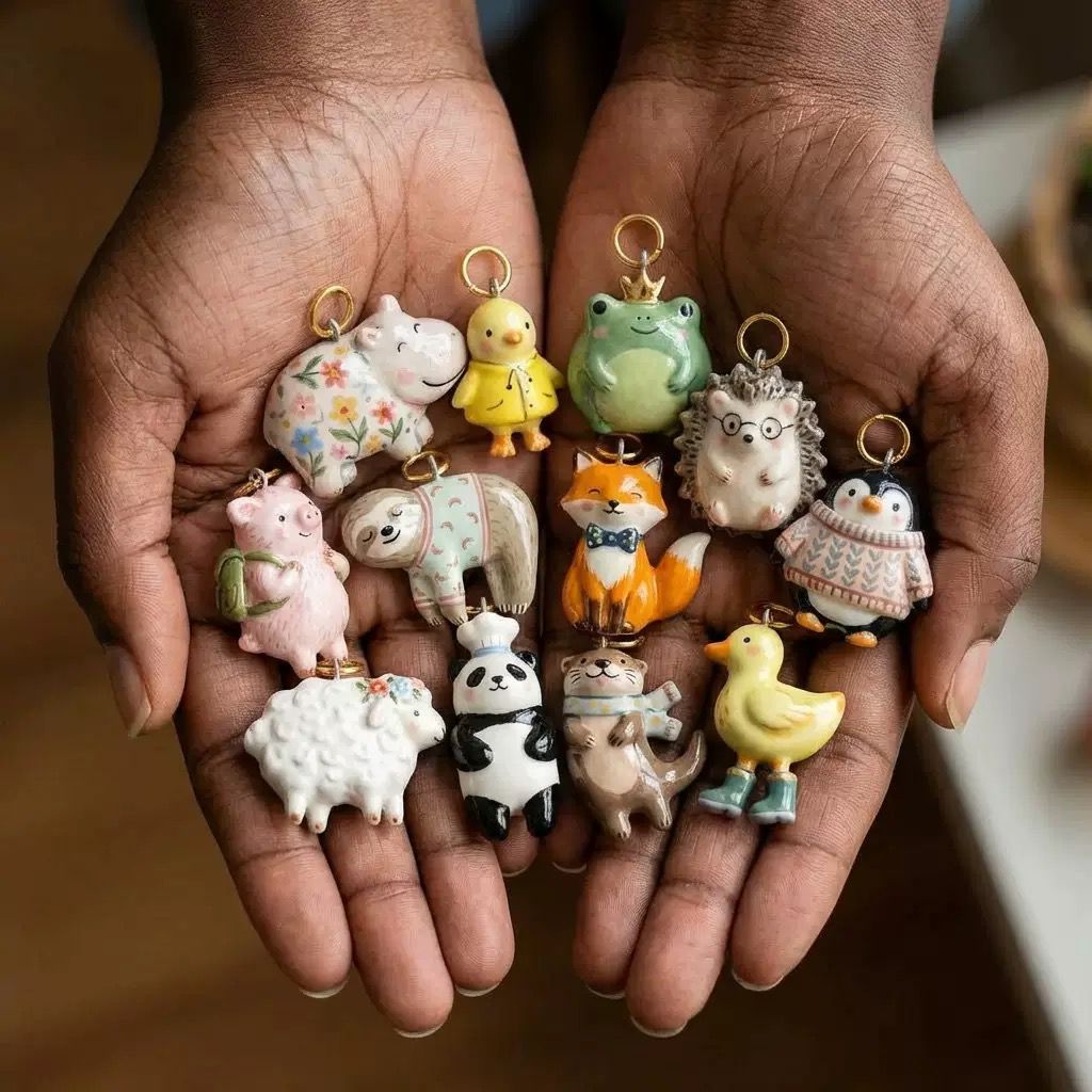 3D Animal Charm Pendant | Hand-Painted Character Charms for DIY Jewellery Making