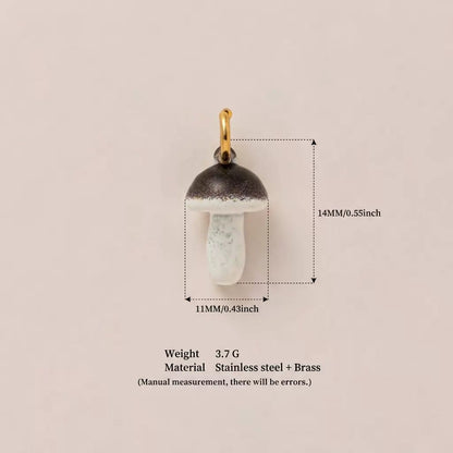 Woodland Tales | Dark Mushroom Charm | Matte Enamel & Brass | 18K Gold-Plated | DIY Jewelry