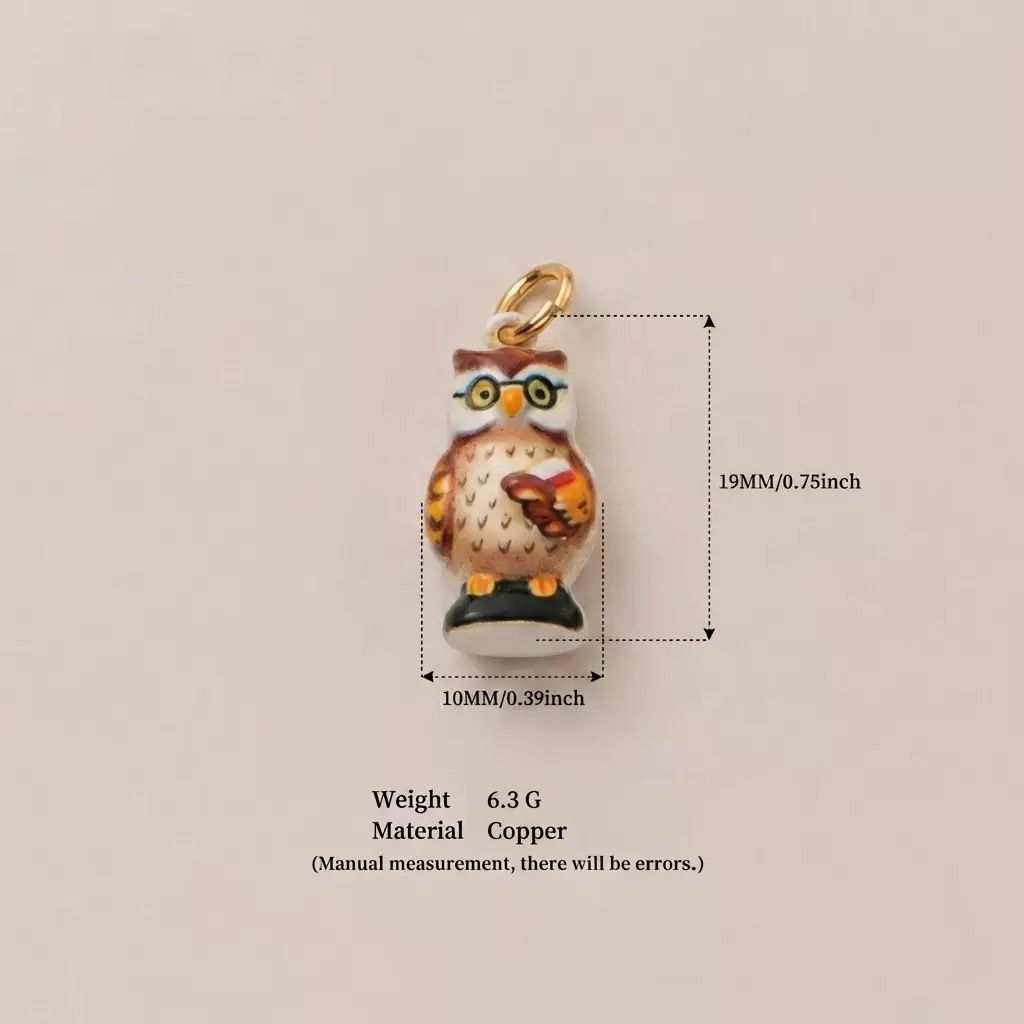 The Town Folk | Mr. Owl Enamel DIY Charm Pendant | Copper Gold Plated