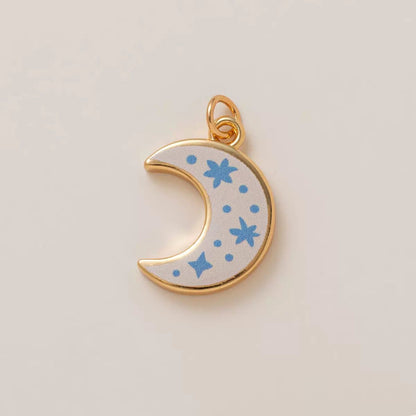 Petal & Paint | Crescent Moon Enamel Charm — Celestial DIY Jewelry Making Supply