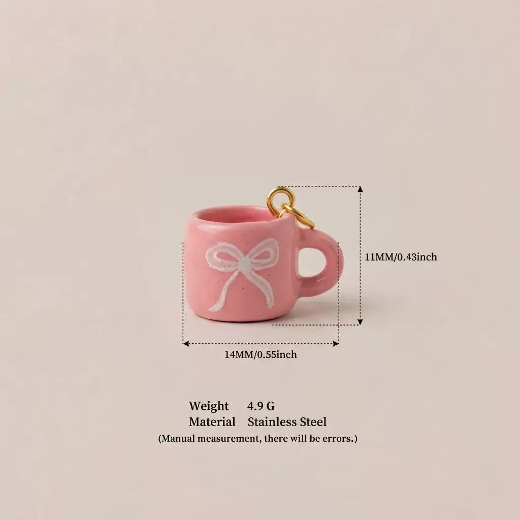 Pink Bow Mug Charm Pendant | Coquette DIY Hair & Jewelry Making