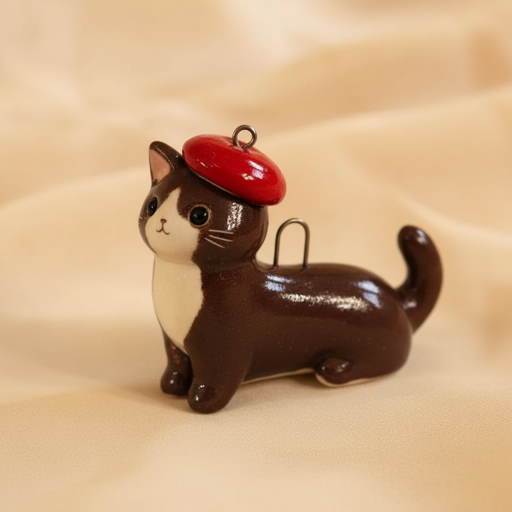 巧克力猫红贝雷帽产品图 4