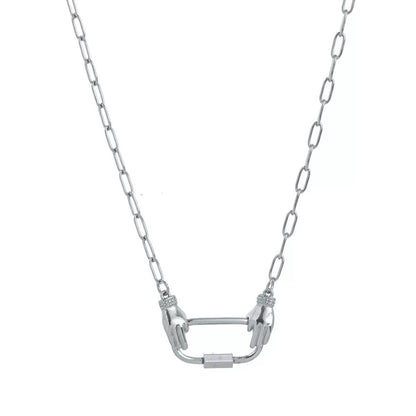 The Thread · Hold | Hands Rectangle Carabiner Clasp Paperclip Chain Necklace | Interchangeable Charm Necklace | DIY Jewelry | Couple & BFF Gift
