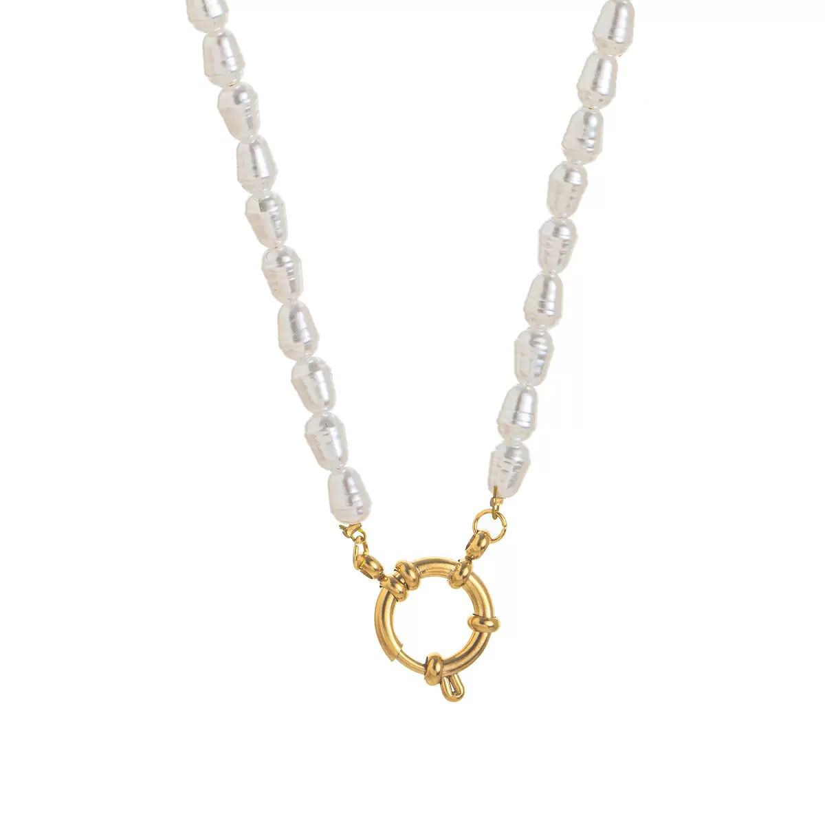 Large Baroque Pearl Necklace | Natural Irregular Pearl Choker | Gold Sailor Clasp Statement Pearl Beaded Necklace