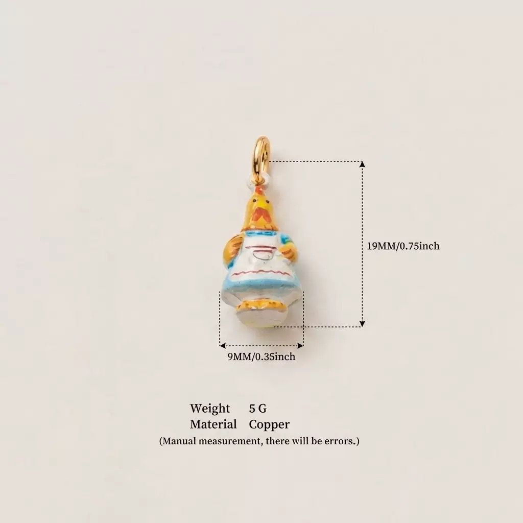 The Town Folk | Miss Chicken Enamel DIY Charm Pendant | Copper Gold Plated