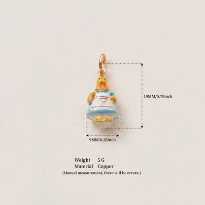 The Town Folk | Miss Chicken Enamel DIY Charm Pendant | Copper Gold Plated