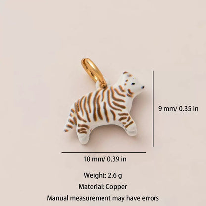 Wild Tales | White Tiger Cub Charm | Enamel & Copper | 18K Gold-Plated | DIY Jewelry