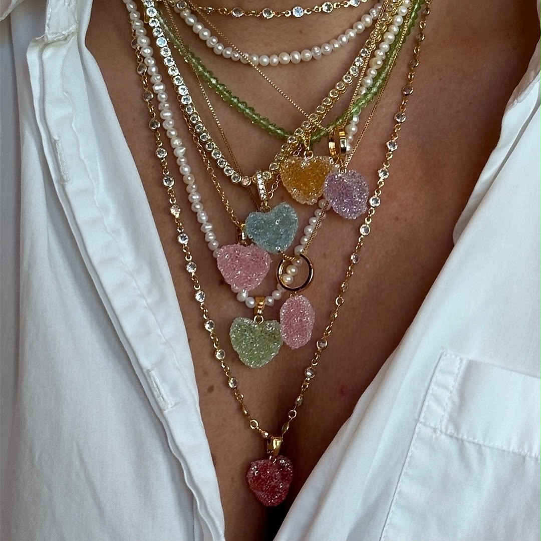 Candy Heart Natural Stone Pendant Necklace | DIY Layering Charm