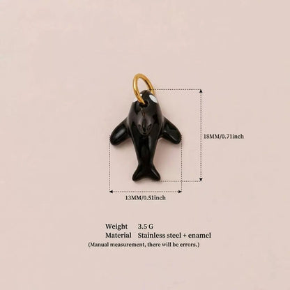 Black Orca Killer Whale Enamel Charm Pendant | DIY Necklace Bracelet | Ocean Whale Jewelry Charm