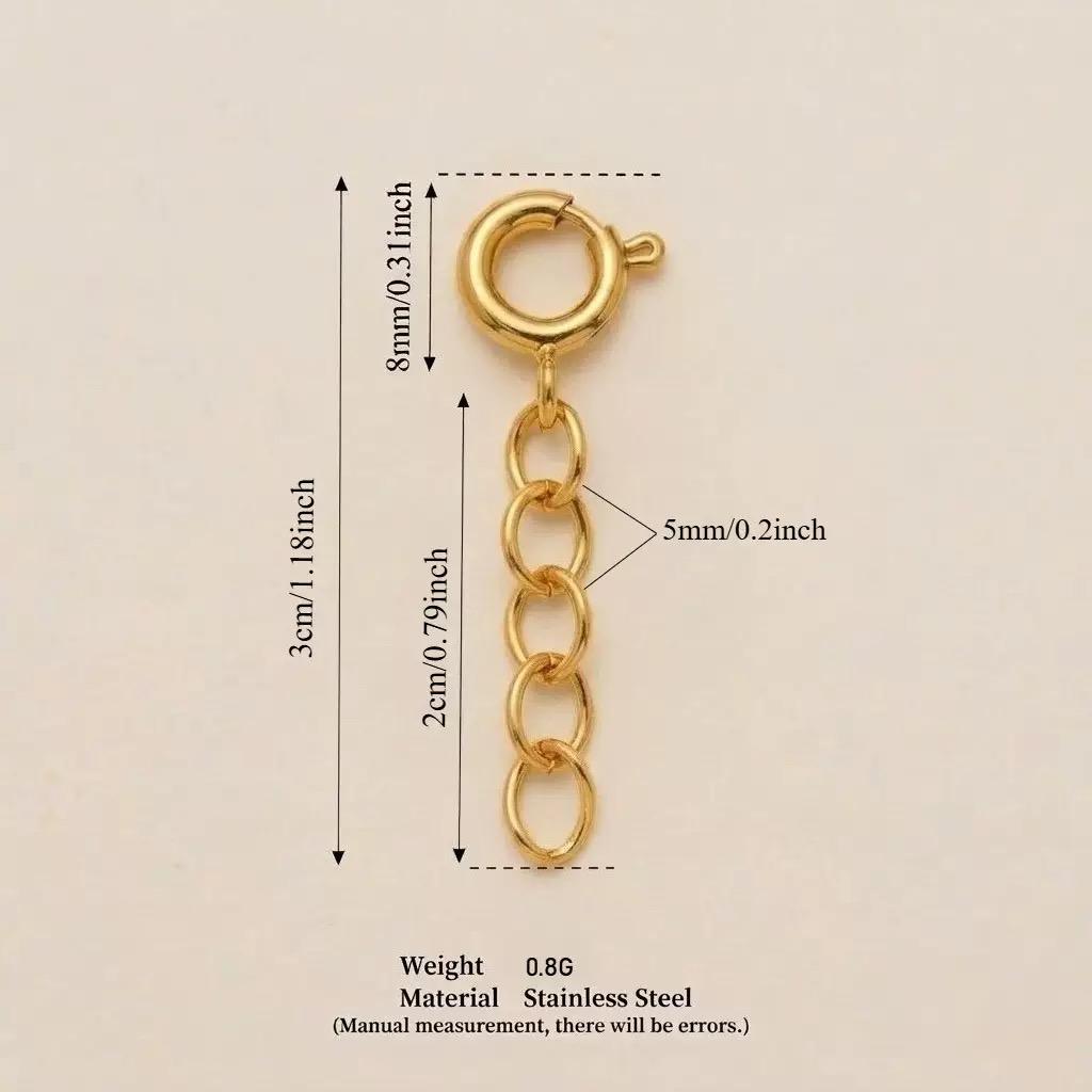 Mini Gold Spring Ring Necklace Extender | Round Curb Chain DIY Jewelry Adjuster