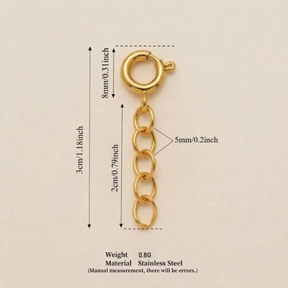 Mini Gold Spring Ring Necklace Extender | Round Curb Chain DIY Jewelry Adjuster