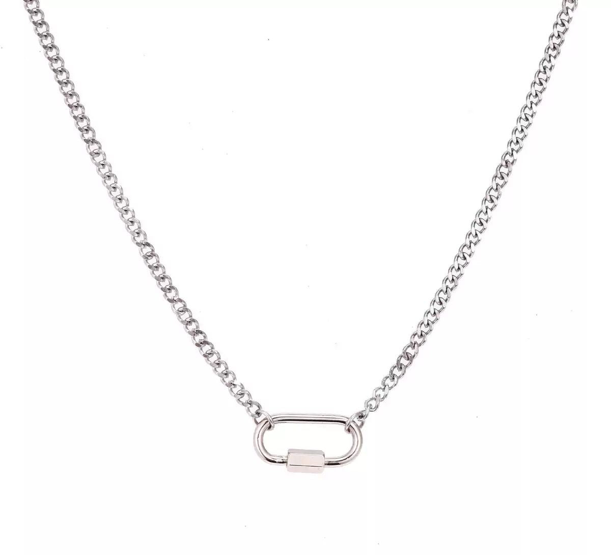 The Thread · Curb | 18K Gold-Plated Curb Chain Oval Carabiner Clasp Necklace | Interchangeable Charm Necklace | DIY Jewelry
