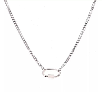 The Thread · Curb | 18K Gold-Plated Curb Chain Oval Carabiner Clasp Necklace | Interchangeable Charm Necklace | DIY Jewelry