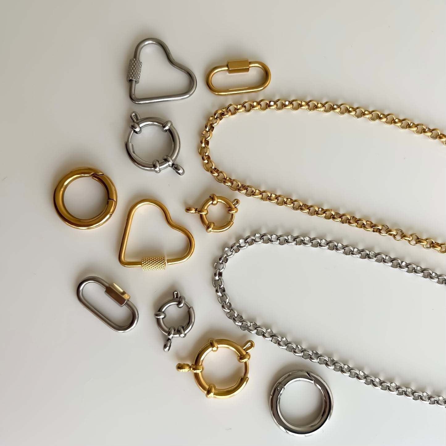 DIY Carabiner Clasp for Charm Necklace | Heart, Oval, Round & Anchor Styles
