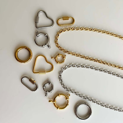 DIY Carabiner Clasp for Charm Necklace | Heart, Oval, Round & Anchor Styles
