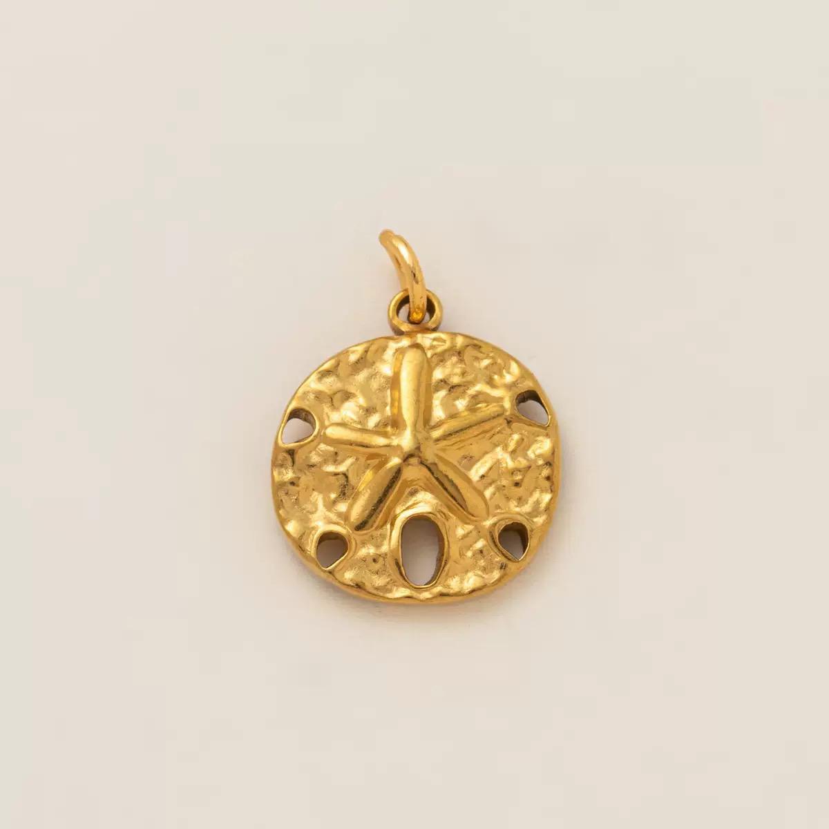 The Shore · Starfish | 18K Gold Plated Starfish Charm Hammered Disc Cutout | DIY Beach Jewelry | Original Design