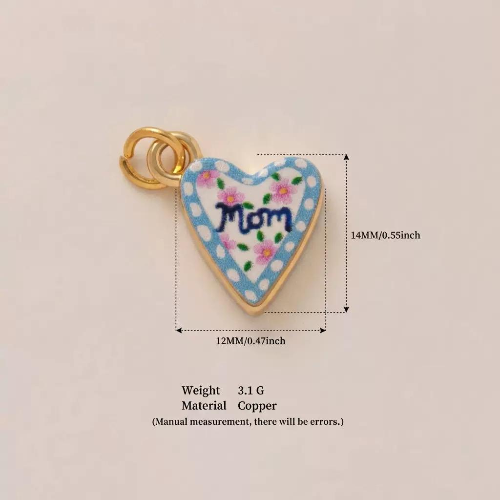 Petal & Paint · Maman · Fleur · Cœur | Handpainted Floral Mom Heart Enamel Charm | Interchangeable DIY Charm | Mother's Day Gift Jewelry | Heartfelt Gift for Mom