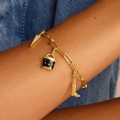 Gold DIY Charm Necklace | Paperclip Chain with Interchangeable Charms | Build Your Own Stack