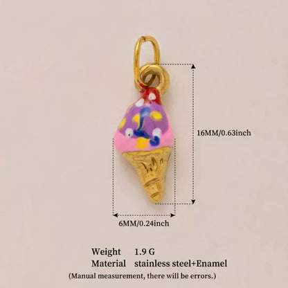 Ice Cream Cone Charm Hair Pin | Enamel Braid Charm | DIY Hair Accessories