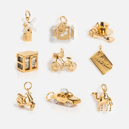 3D Gold Travel Charm | 9 City Memory Designs | DIY Mix & Match Necklace