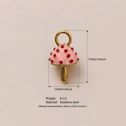 Pink Enamel Mushroom Charm Pendant | DIY Hair & Jewelry Making