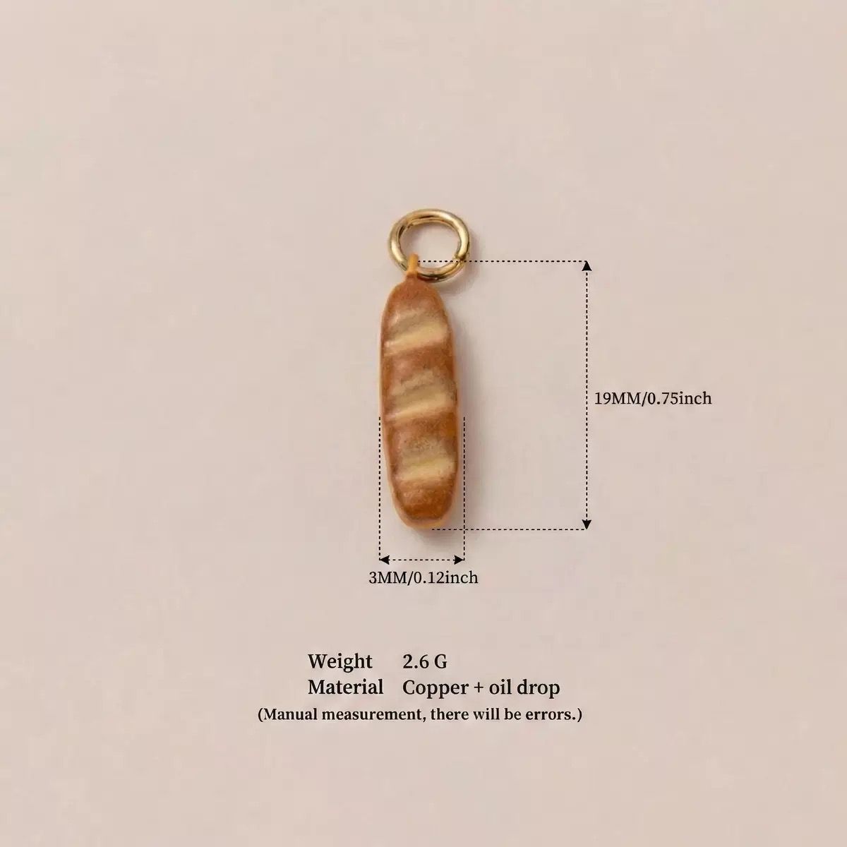 Little Kitchen · Baguette | Gold-Plated Copper Oil Drop Miniature Baguette Charm Gold Jump Ring | DIY Necklace Bracelet | Original Design