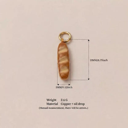 Little Kitchen · Baguette | Gold-Plated Copper Oil Drop Miniature Baguette Charm Gold Jump Ring | DIY Necklace Bracelet | Original Design