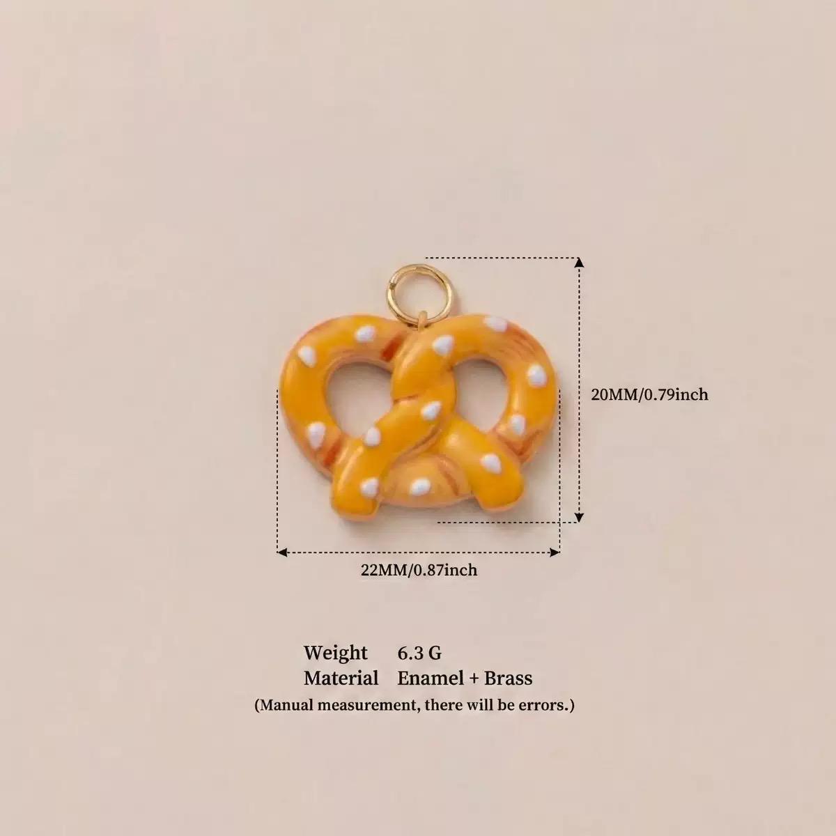 Little Kitchen · Pretzel | Enamel Brass Miniature Pretzel Charm Gold Jump Ring | DIY Necklace Bracelet | Original Design